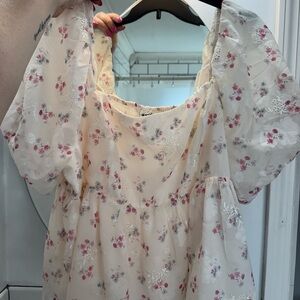 NWT Arula Pink & Cream Flora Peplum Top 2XL